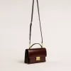 Borsa Venezia in pelle laminata marrone scuro con dettagli dorati Borsa Venezia in pelle laminata marrone scuro con dettagli dorati