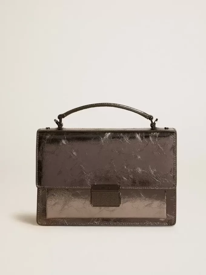 Borsa Venezia in pelle metallizzata grigio antracite con dettagli neri Borsa Venezia in pelle metallizzata grigio antracite con dettagli neri