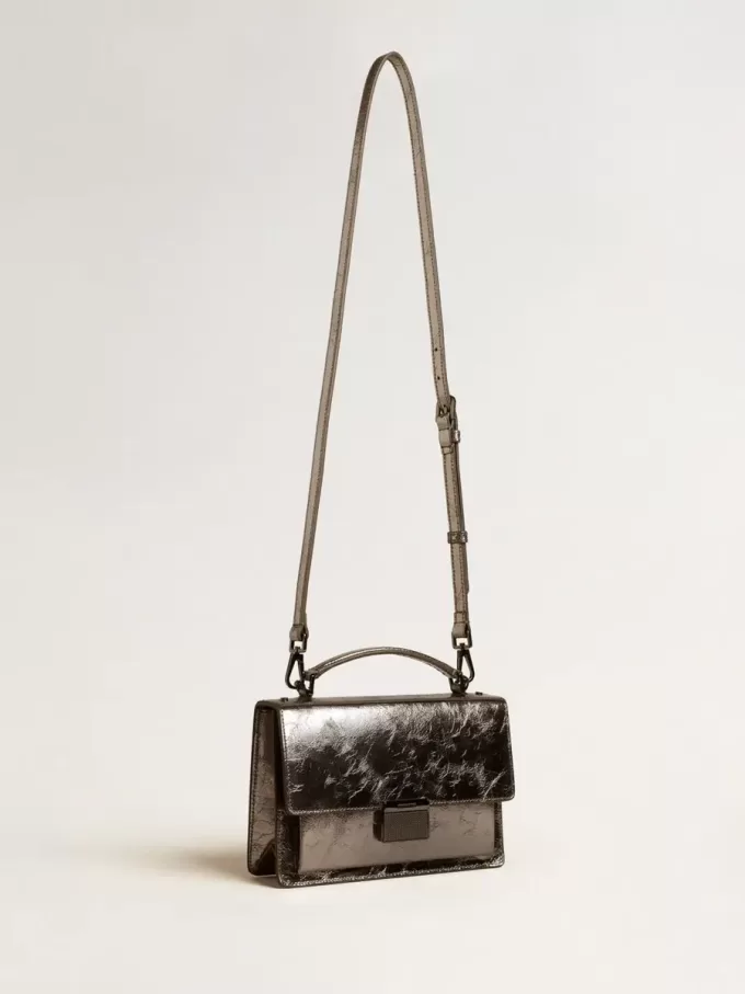 Borsa Venezia in pelle metallizzata grigio antracite con dettagli neri Borsa Venezia in pelle metallizzata grigio antracite con dettagli neri