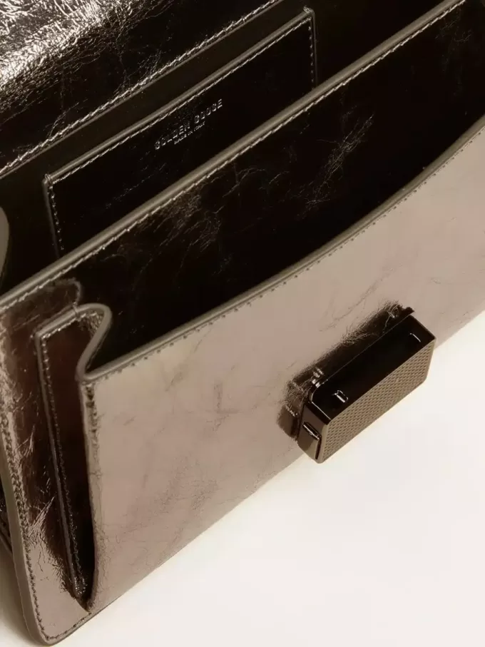 Borsa Venezia in pelle metallizzata grigio antracite con dettagli neri Borsa Venezia in pelle metallizzata grigio antracite con dettagli neri