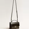 Borsa Venezia in pelle metallizzata nera con dettagli neri