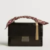 Borsa Venezia in pelle metallizzata nera con dettagli neri