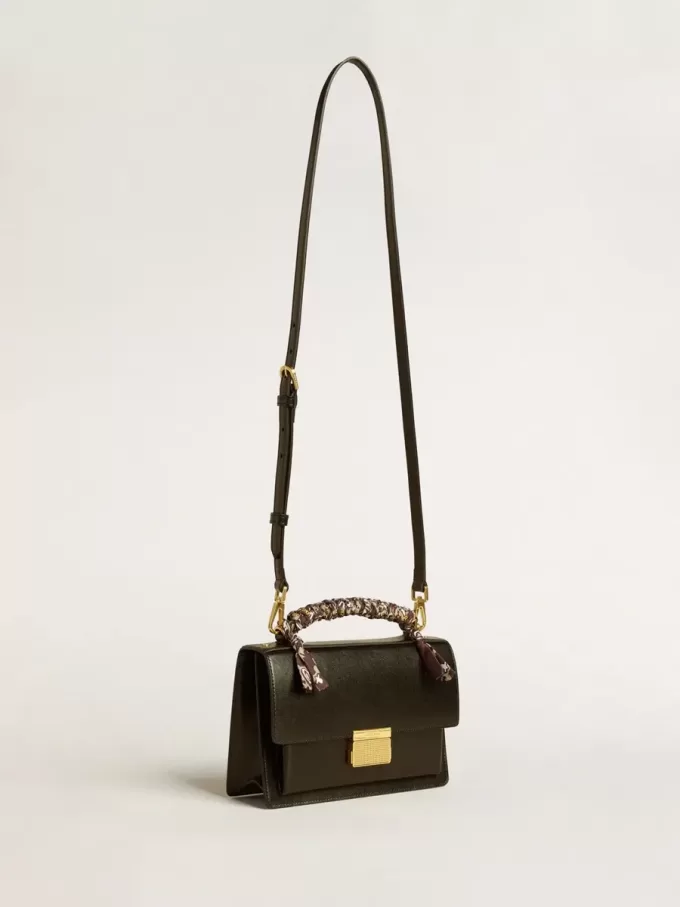 Borsa Venezia in pelle nera con foulard multicolore Borsa Venezia in pelle nera con foulard multicolore