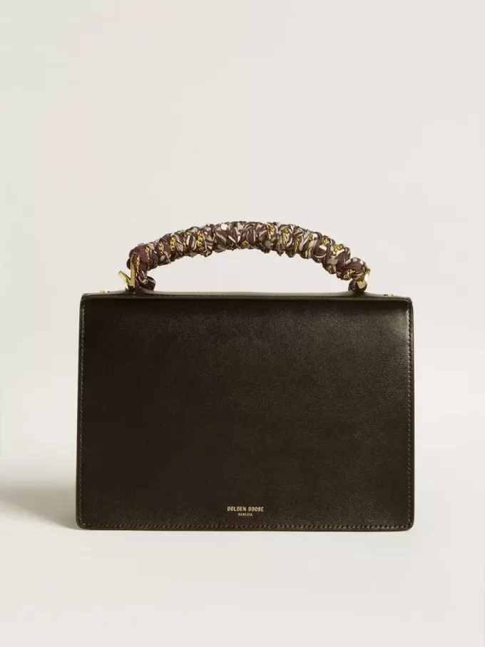 Borsa Venezia in pelle nera con foulard multicolore Borsa Venezia in pelle nera con foulard multicolore