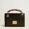 Borsa Venezia in pelle nera con sciarpa e doppio ciondolo Borsa Venezia in pelle nera con sciarpa e doppio ciondolo