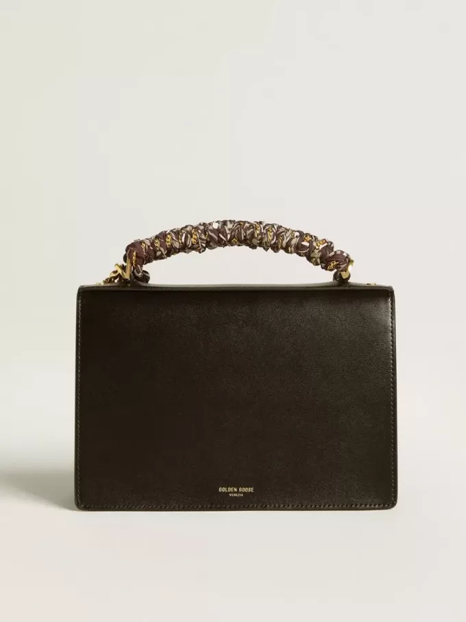 Borsa Venezia in pelle nera con sciarpa e doppio ciondolo Borsa Venezia in pelle nera con sciarpa e doppio ciondolo
