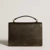Borsa Venezia in pelle nera invecchiata con dettagli dorati