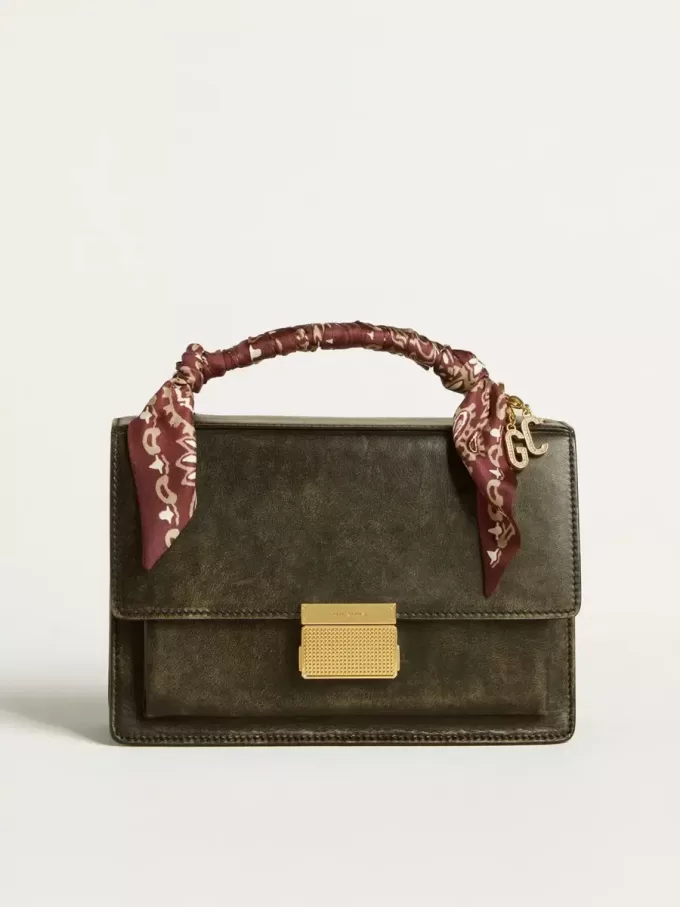 Borsa Venezia in pelle nera invecchiata con dettagli dorati