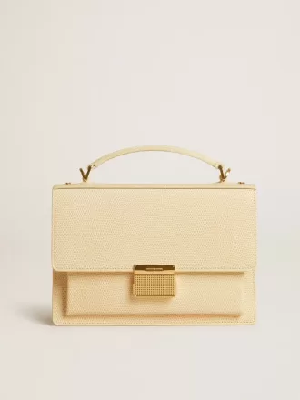Borsa Venezia in pelle stampata pitone beige con dettagli dorati