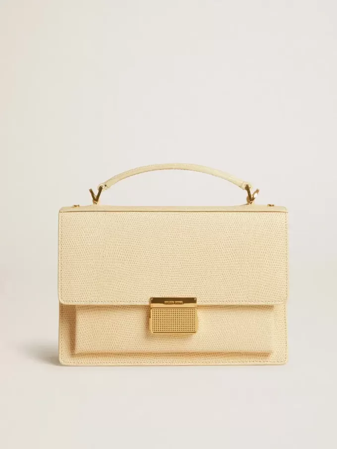 Borsa Venezia in pelle stampata pitone beige con dettagli dorati Borsa Venezia in pelle stampata pitone beige con dettagli dorati
