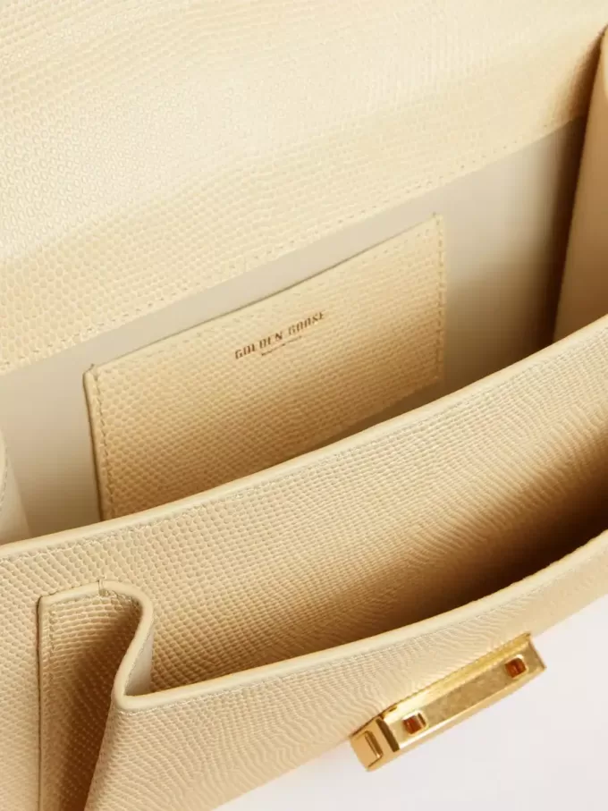 Borsa Venezia in pelle stampata pitone beige con dettagli dorati Borsa Venezia in pelle stampata pitone beige con dettagli dorati