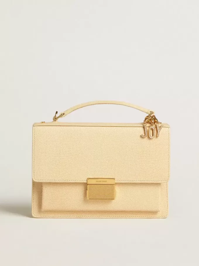 Borsa Venezia in pelle stampata pitone beige con dettagli dorati Borsa Venezia in pelle stampata pitone beige con dettagli dorati