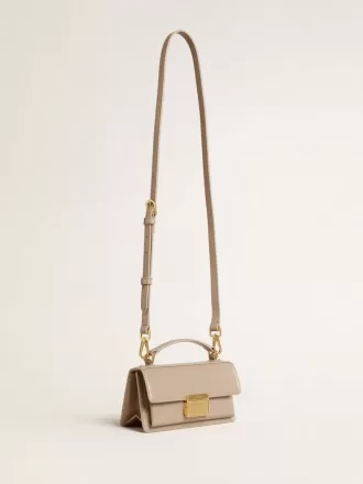 Borsa Venezia piccola in pelle beige bordata con dettagli dorati