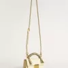 Borsa Venezia piccola in pelle color burro con foulard intrecciato