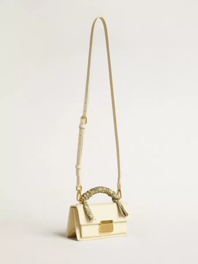 Borsa Venezia piccola in pelle color burro con foulard intrecciato