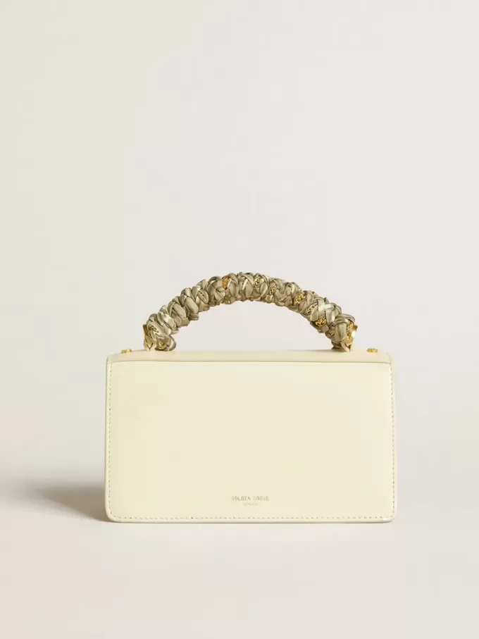 Borsa Venezia piccola in pelle color burro con foulard intrecciato