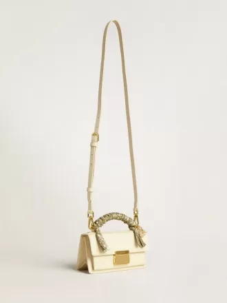 Borsa Venezia piccola in pelle color burro con sciarpa intrecciata e doppio ciondolo