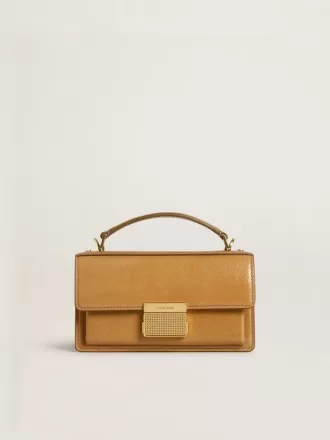 Borsa Venezia piccola in pelle color tabacco con dettagli dorati