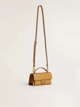 Borsa Venezia piccola in pelle color tabacco con dettagli dorati