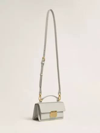 Borsa Venezia piccola in pelle grigio minerale con dettagli dorati