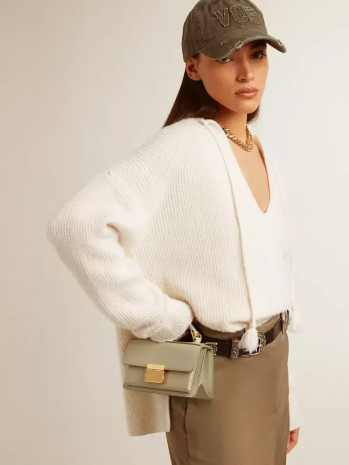 Borsa Venezia piccola in pelle grigio minerale con dettagli dorati Borsa Venezia piccola in pelle grigio minerale con dettagli dorati