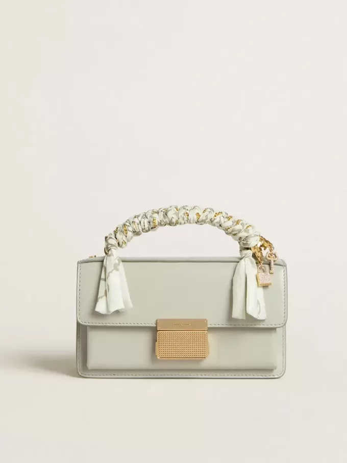 Borsa Venezia piccola in pelle grigio minerale con dettagli dorati Borsa Venezia piccola in pelle grigio minerale con dettagli dorati
