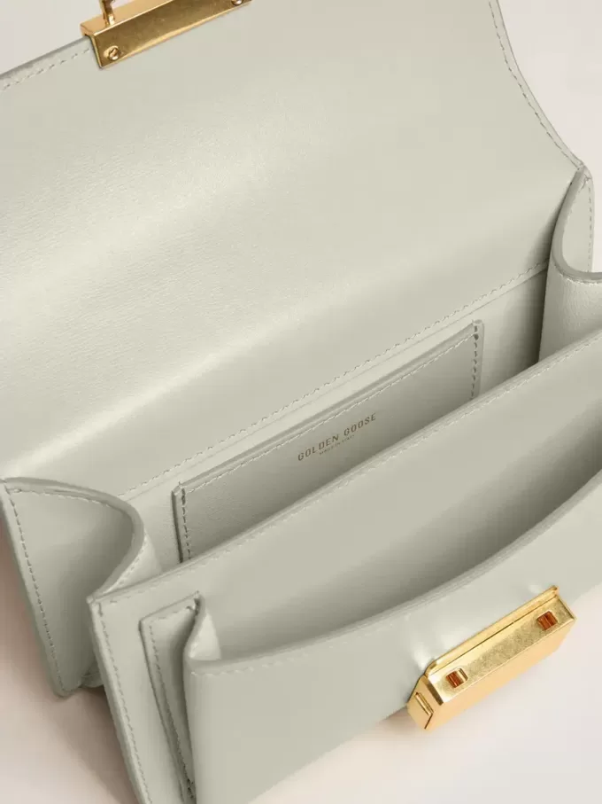 Borsa Venezia piccola in pelle grigio minerale con dettagli dorati Borsa Venezia piccola in pelle grigio minerale con dettagli dorati