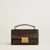 Borsa Venezia piccola in pelle marrone scuro con fibbia dorata
