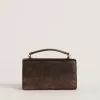 Borsa Venezia piccola in pelle marrone scuro con fibbia dorata