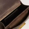 Borsa Venezia piccola in pelle marrone scuro con fibbia dorata