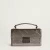 Borsa Venezia piccola in pelle metallizzata grigio antracite con dettagli neri Borsa Venezia piccola in pelle metallizzata grigio antracite con dettagli neri