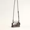 Borsa Venezia piccola in pelle metallizzata grigio antracite con dettagli neri Borsa Venezia piccola in pelle metallizzata grigio antracite con dettagli neri