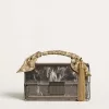 Borsa Venezia piccola in pelle metallizzata grigio antracite con dettagli neri Borsa Venezia piccola in pelle metallizzata grigio antracite con dettagli neri
