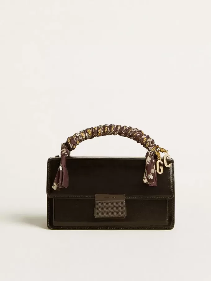 Borsa Venezia piccola in pelle metallizzata nera con dettagli neri Borsa Venezia piccola in pelle metallizzata nera con dettagli neri