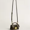 Borsa Venezia piccola in pelle nera bordata con foulard in seta