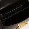 Borsa Venezia piccola in pelle nera bordata con foulard in seta