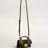 Borsa Venezia piccola in pelle nera con foulard in seta e charm Borsa Venezia piccola in pelle nera con foulard in seta e charm