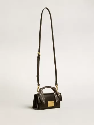 Borsa Venezia piccola in pelle nera con foulard in seta e charm