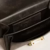 Borsa Venezia piccola in pelle nera invecchiata con dettagli dorati