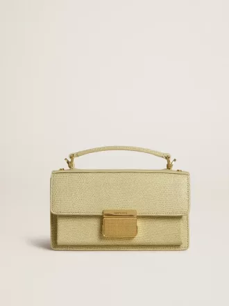Borsa Venezia piccola in pelle verde chiaro con stampa pitonata e dettagli dorati