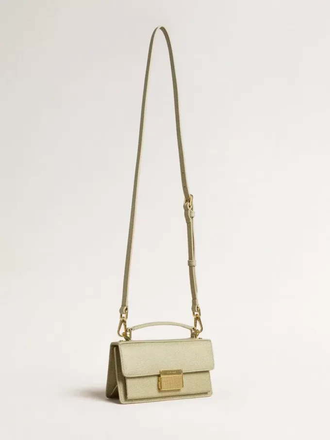 Borsa Venezia piccola in pelle verde chiaro con stampa pitonata e dettagli dorati Borsa Venezia piccola in pelle verde chiaro con stampa pitonata e dettagli dorati