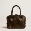 Borsa Vita in pelle nera invecchiata con dettagli dorati Borsa Vita in pelle nera invecchiata con dettagli dorati