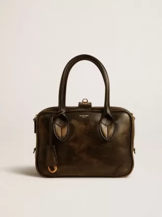 Borsa Vita in pelle nera invecchiata con dettagli dorati Borsa Vita in pelle nera invecchiata con dettagli dorati