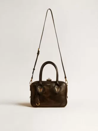 Borsa Vita in pelle nera invecchiata con dettagli dorati Borsa Vita in pelle nera invecchiata con dettagli dorati