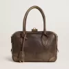 Borsa Vita in pelle vintage marrone con dettagli dorati Borsa Vita in pelle vintage marrone con dettagli dorati