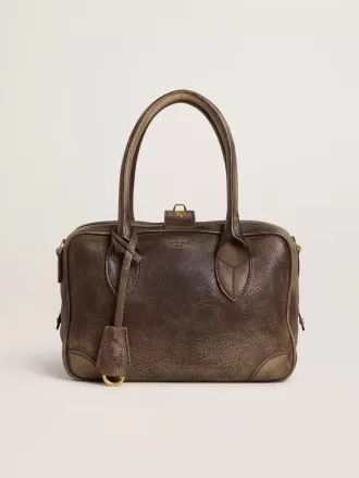 Borsa Vita in pelle vintage marrone con dettagli dorati Borsa Vita in pelle vintage marrone con dettagli dorati