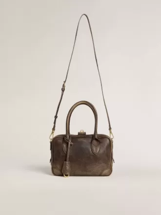 Borsa Vita in pelle vintage marrone con dettagli dorati Borsa Vita in pelle vintage marrone con dettagli dorati