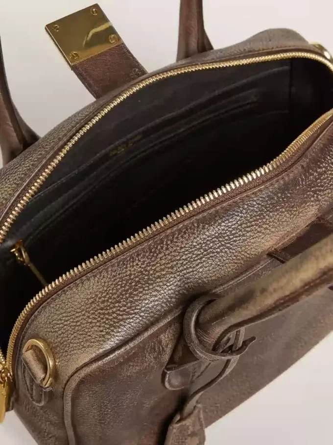 Borsa Vita in pelle vintage marrone con dettagli dorati Borsa Vita in pelle vintage marrone con dettagli dorati