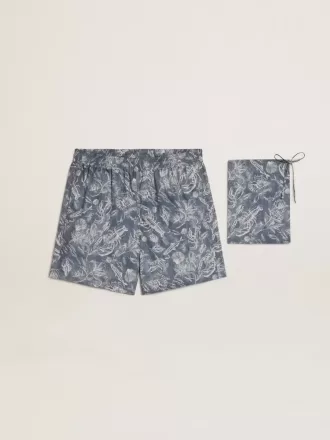 Boxer da uomo con stampa marina azzurra e bianca