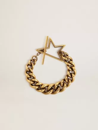 Bracciale con catena a maglie decrescenti in oro antico e chiusura a forma di stella